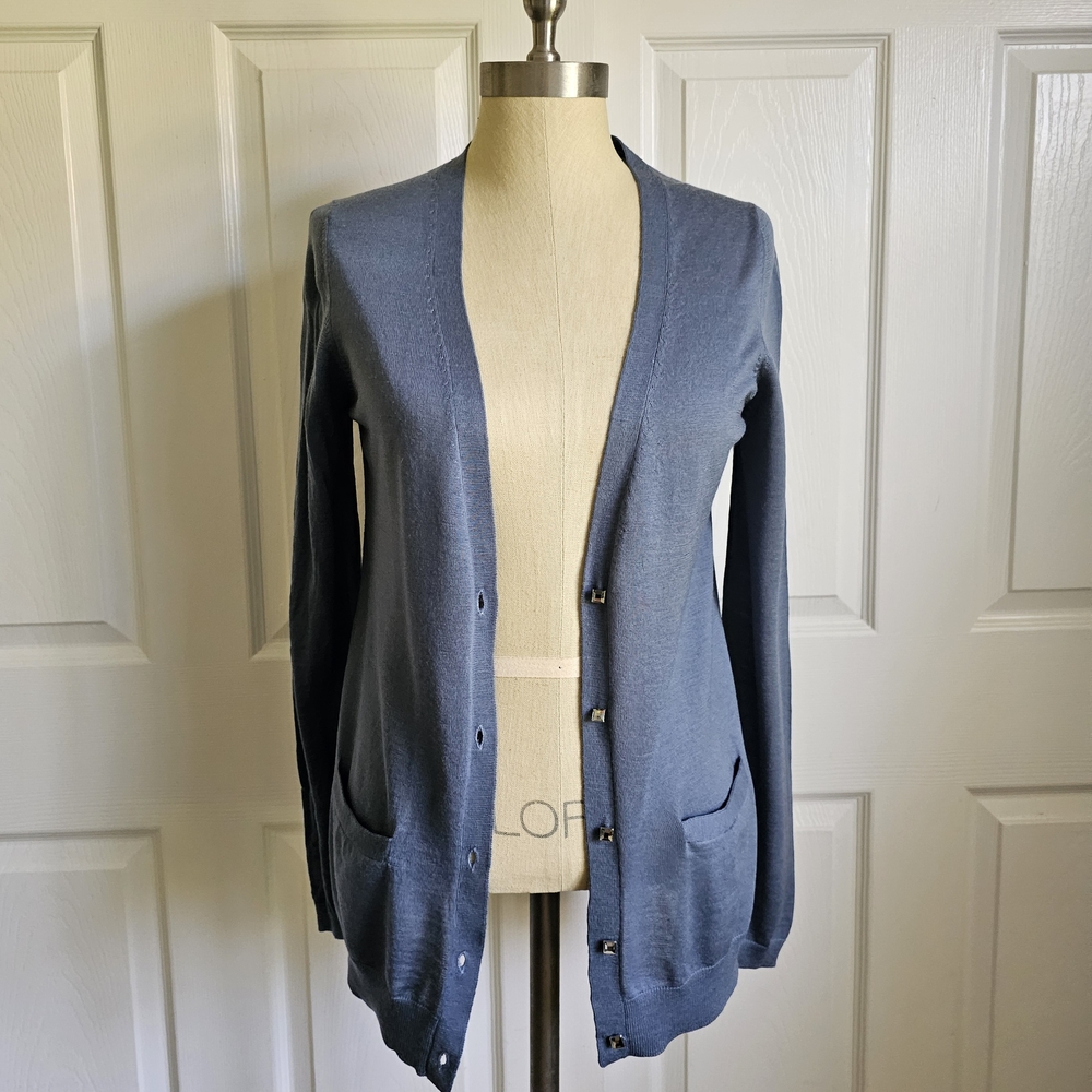 Ann Taylor Merino Wool Cardigan in Soft Blue